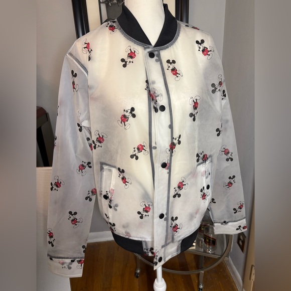 Disney Women's Mickey Mouse Bomber Jacket - White and Black - Picture 1 of 5